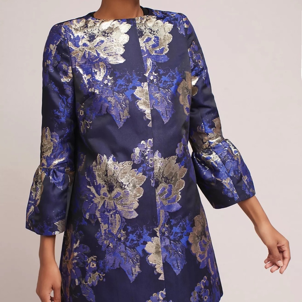 Helene Berman London elegant jacket blue and gold metallic size 6 new with tags